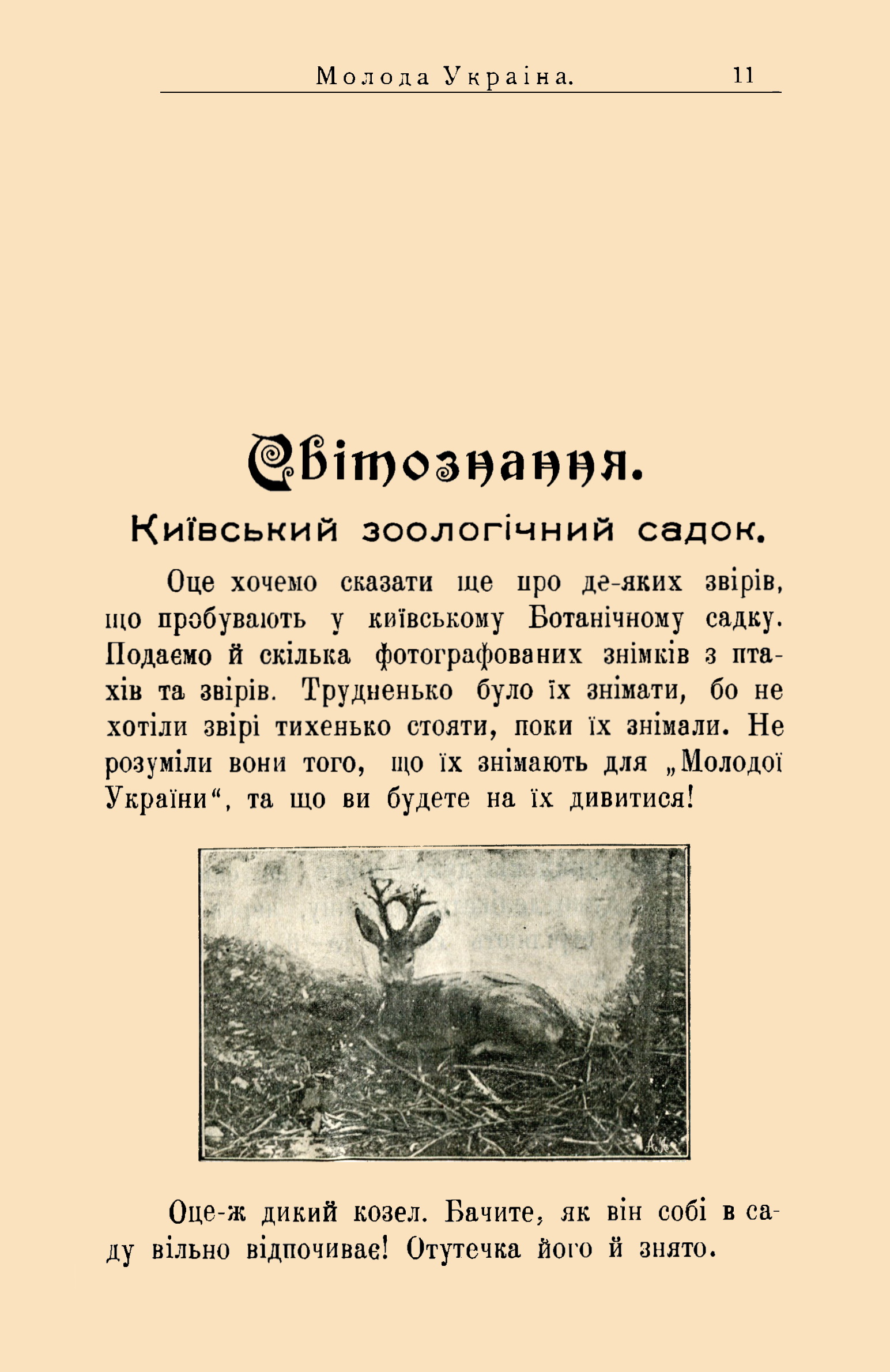 Обкладинка Світознання. Київський зоологічний садок 